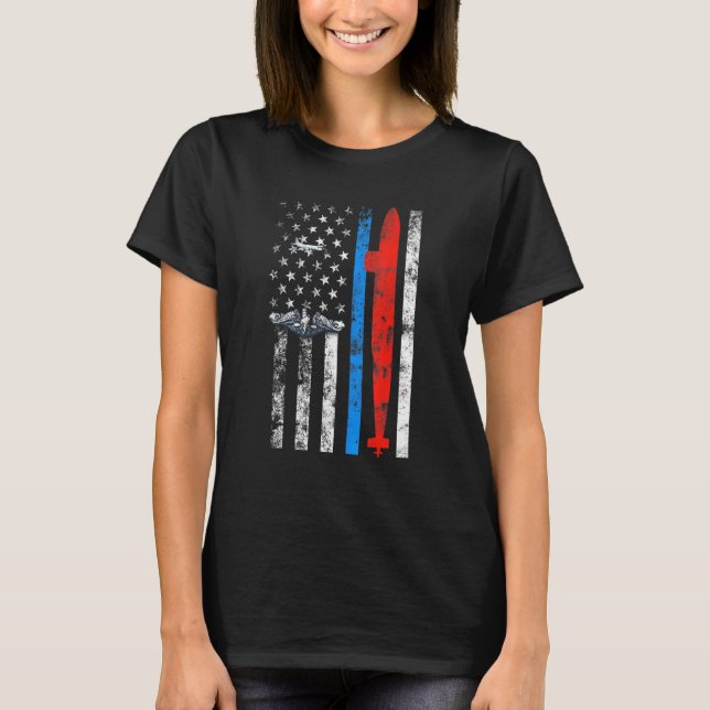 US SubMarine Silent Service Veteran American Flagg T Shirt (Framsida)