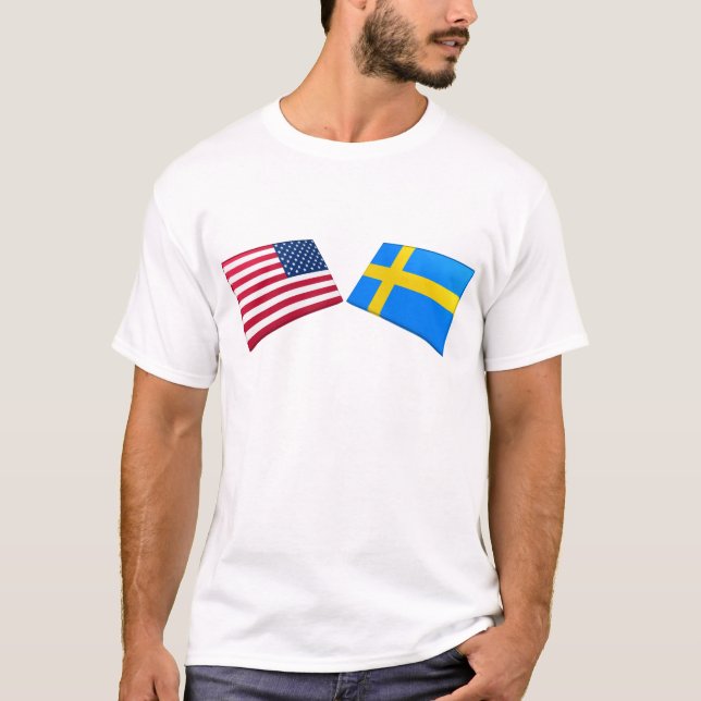 Us- & sverigeflaggor tee (Framsida)