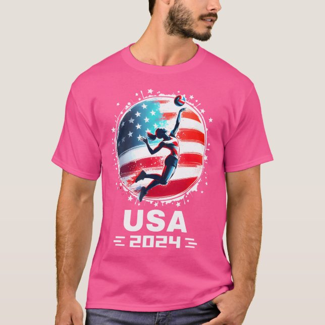 US Team 2024 Volleyball for Volleyball T Shirt (Framsida)