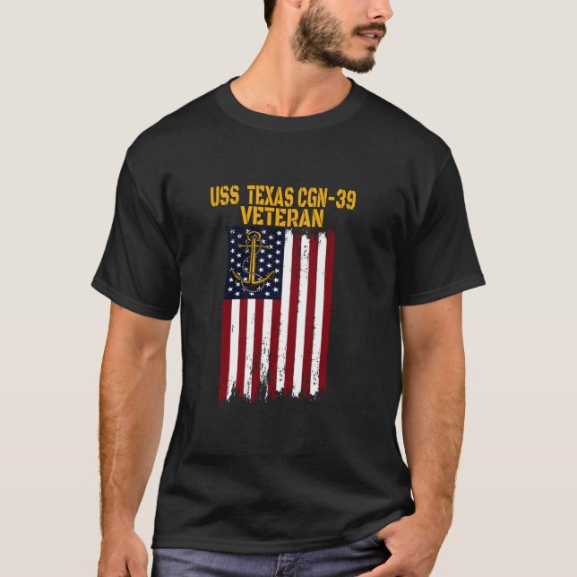 US Texas CGN 39 Cruiser Veterans Day Far T Shirt (Framsida)
