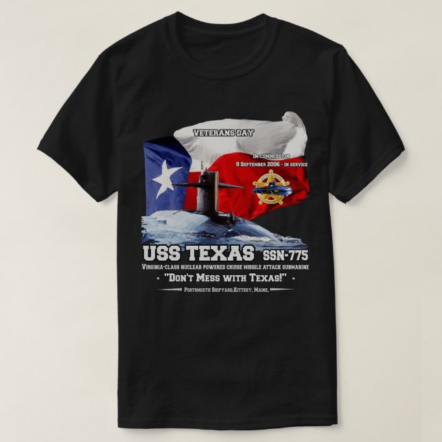 US Texas SSN775 Veterans Day T Shirt (Design framsida)