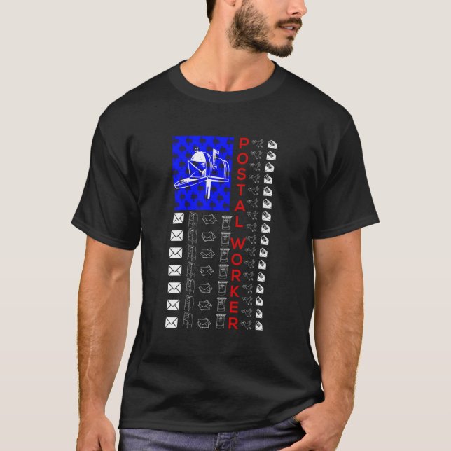 US Theme Postal Worker Mail Carrier T Shirt (Framsida)