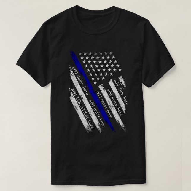 US Thin Blue Line Flagga T-Shirt (Design framsida)
