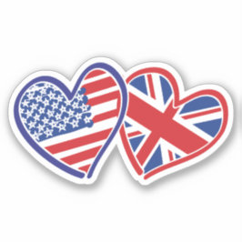 US UK Heart Flaggor Klistermärken