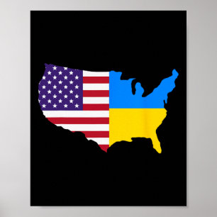 Us Ukraina Karta Amerika Ukrainsk Flagga Ukraina A Poster