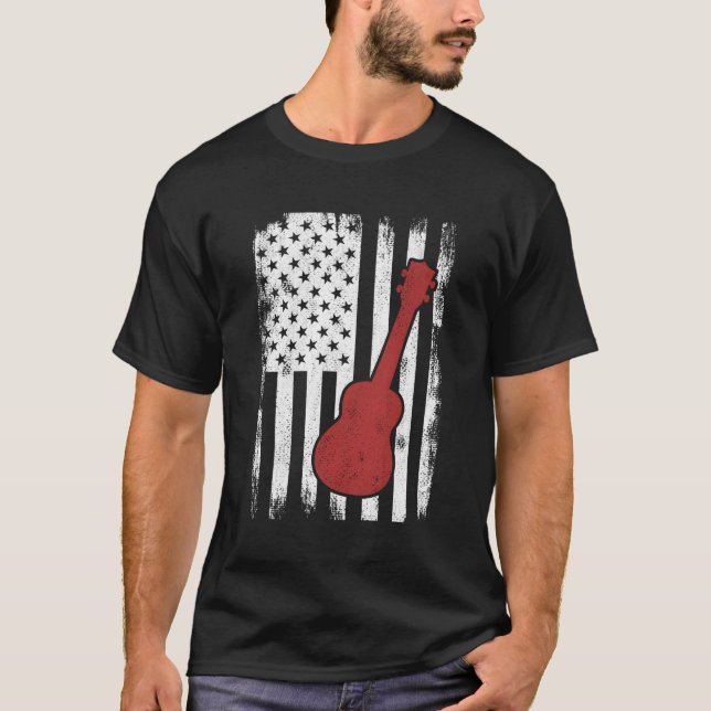 Us Ukulele Player Ukulele Musician T Shirt (Framsida)