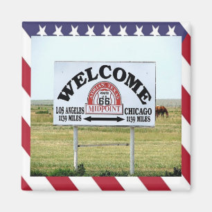 US - USA Route 66 Midpoint Los Angeles Chicago Magnet