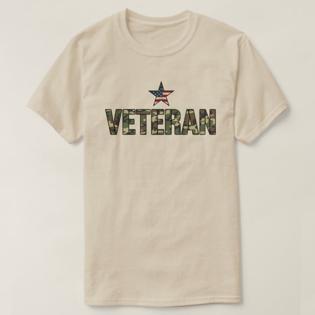 US Veteran Camo Text  T Shirt (Design framsida)