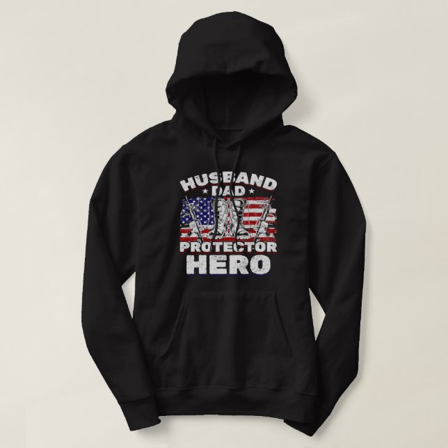US Veteran Make pappa Protector Hero 156 Hoodie (Design framsida)