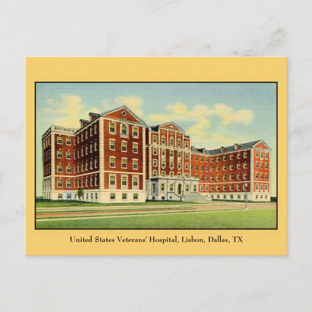 US Veterans' Hospital, Lissabon, Dallas, TX Vykort (Framsida)