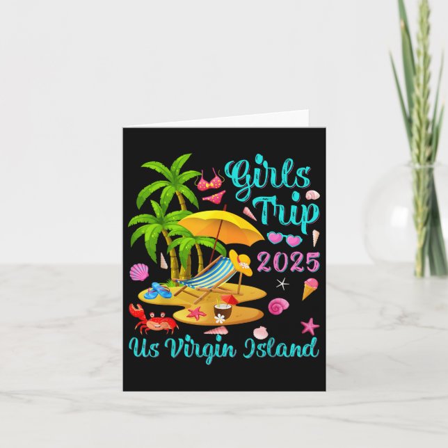 Us Virgin Island Summer Vacation Girls Resa 2025 Kort (Framsida)