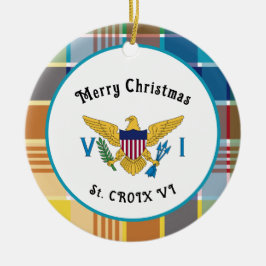US Virgin Islands Flag St. Croix Madras Christmas Julgransprydnad Keramik