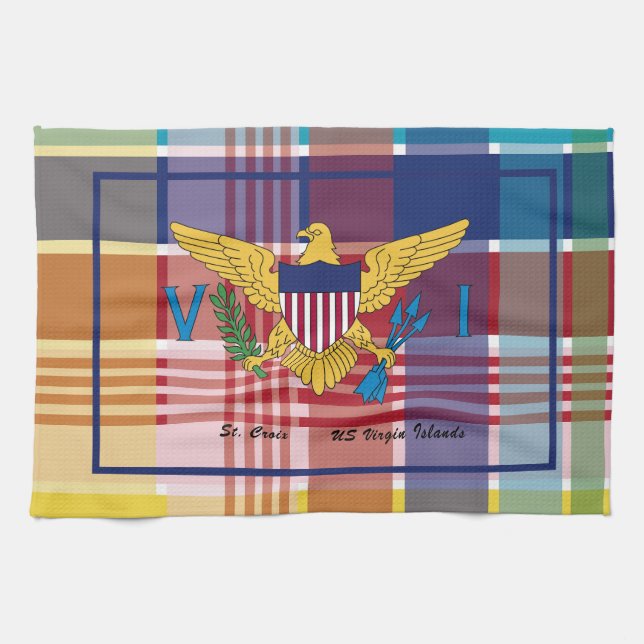 US Virgin Islands Flag St. Croix USVI Madras Kökshandduk (Horisontell)