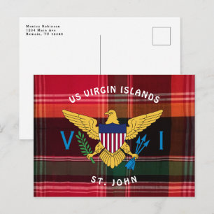 US Virgin Islands Flagga St. John USVI Madras Vykort