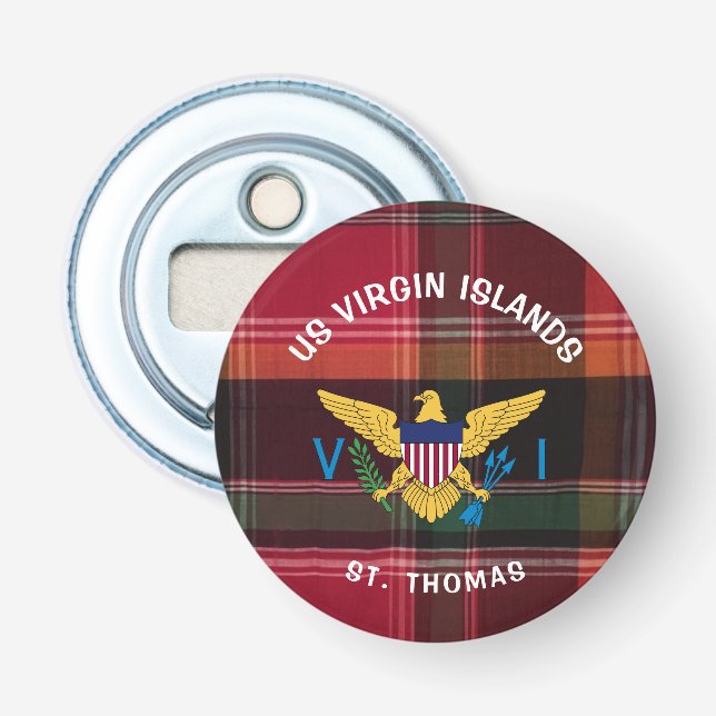 US Virgin Islands Flagga St. Thomas USVI Madras Flasköppnare (Framsidan)