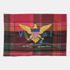 US Virgin Islands Flagga St. Thomas USVI Madras Kökshandduk