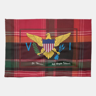 US Virgin Islands Flagga St. Thomas USVI Madras Kökshandduk