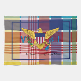 US Virgin Islands Flagga St. Thomas USVI Madras Kökshandduk