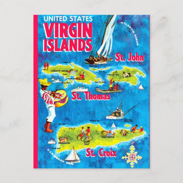US Virgin Islands Postcard Vykort (Framsida)