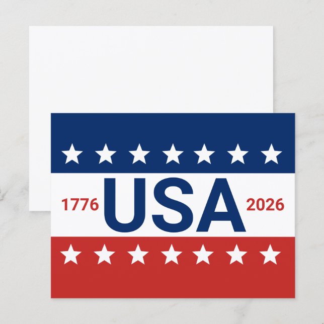 USA 1776 2026 250-årsjubileum Röd Vit Blå Vykort (Fram/baksida)