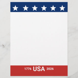 USA 1776 2026 250-årsjubileum Rött Vitt Blått Brevhuvud