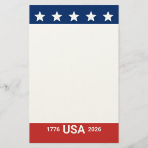 USA 1776 2026 250-årsjubileum Rött Vitt Blått Brevpapper