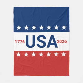 USA 1776 2026 250-årsjubileum Rött Vitt Blått Fleecefilt