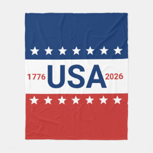 USA 1776 2026 250-årsjubileum Rött Vitt Blått Fleecefilt