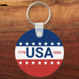 USA 1776 2026 250-årsjubileum Rött Vitt Blått Nyckelring