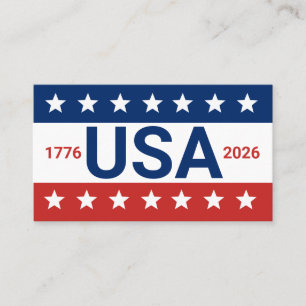 USA 1776 2026 250-årsjubileum Rött Vitt Blått Visitkort