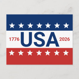 USA 1776 2026 250-årsjubileum Rött Vitt Blått Vykort
