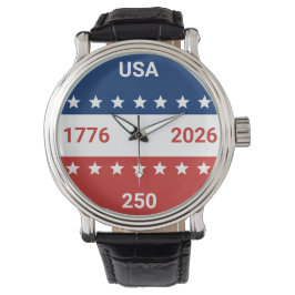 USA 1776 2026 250th Anniversary Red White Blue Armbandsur