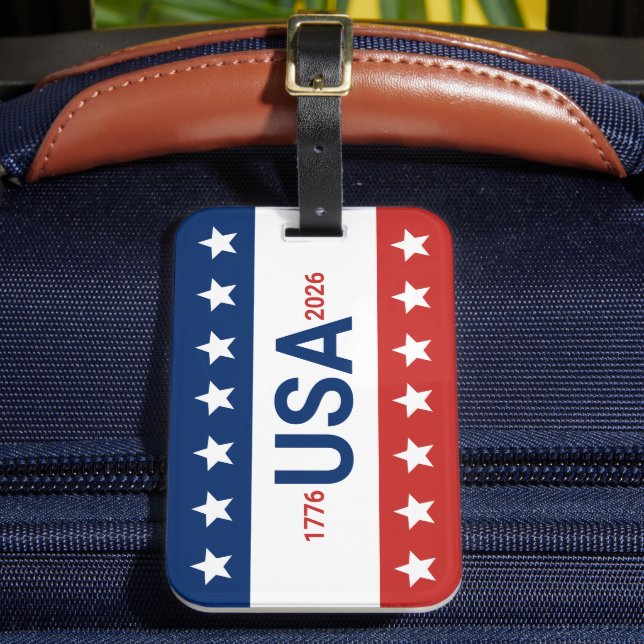 USA 1776 2026 250th Anniversary Red White Blue Bagagebricka (Framsida Insitu 2)