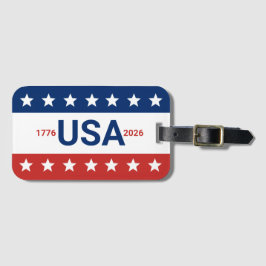 USA 1776 2026 250th Anniversary Red White Blue Bagagebricka
