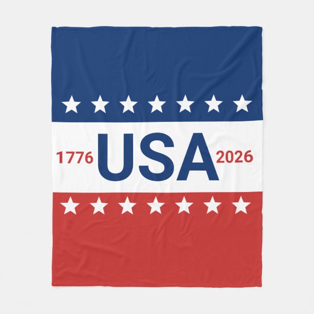 USA 1776 2026 250th Anniversary Red White Blue Fleecefilt (Framsidan)