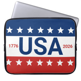 USA 1776 2026 250th Anniversary Red White Blue Laptop Fodral