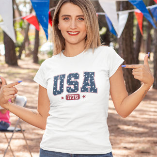 USA 1776" 4th of July – Navy Blue & Red Tones 4th T Shirt