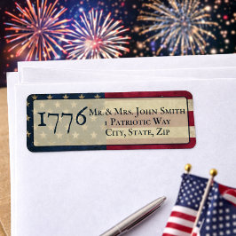 USA 1776 Amerikansk Flagga Returadress Etikett