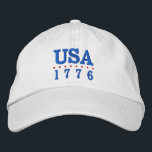 USA 1776 Patriotic Broderad Keps<br><div class="desc">USA och 1776 är broderade i blått på detta oisex basebolllock. Perfekt för att visa din patriotism på den 4 juli,  minnesdagen eller tillfälle.</div>
