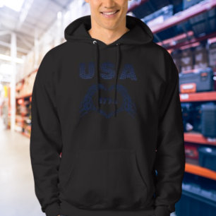 USA 1776 Skelett Hjärtformade händer Patriotisk Ho Hoodie
