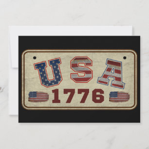 USA 1776 Vintage amerikansk flagga Inbjudningar