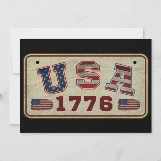 USA 1776 Vintage Amerikansk Flagga Inbjudningar (Framsida)