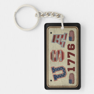 USA 1776 Vintage amerikansk flagga Nyckelring