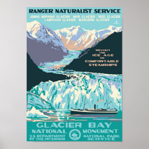 " USA: 1925/Today Alaska - GLACIER BAY Monument .. Poster