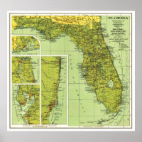 " USA: 1930/heute Florida - Detaillierte Landkarte