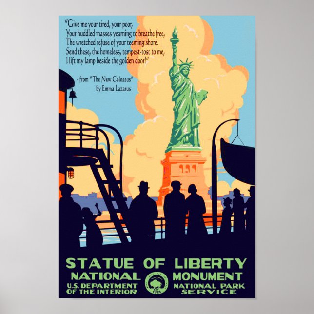 " USA: 1950er/heute NYC - Freiheitsstatue Reise Poster (Framsidan)