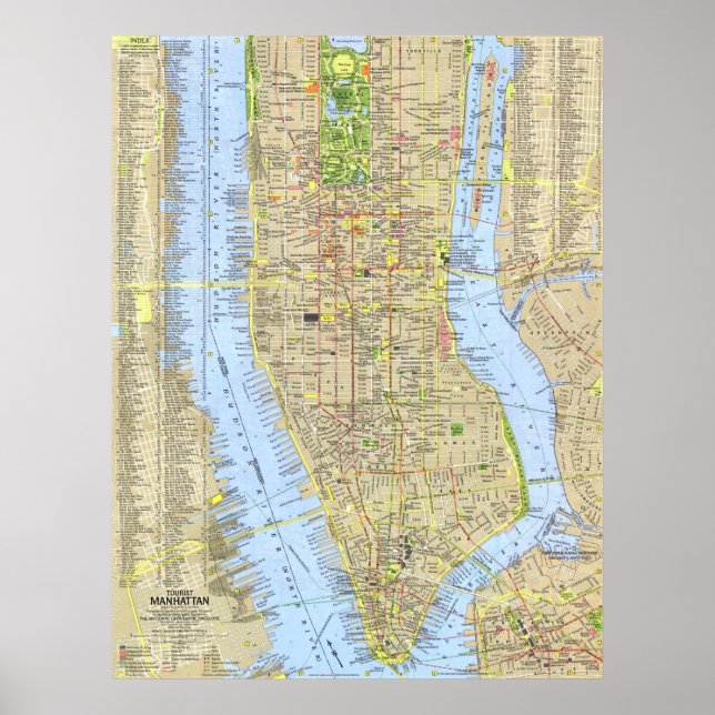 " USA: 1964/heute NYC - Manhattan Reise Karte Poster (Framsidan)
