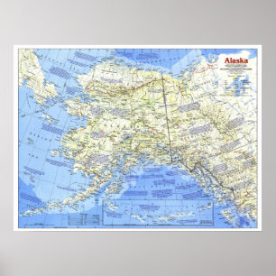 " USA: 1984/Today Alaska - Detailed karta Poster