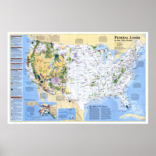 " USA: 1996/i dag - Federal Lands Karta ... Poster