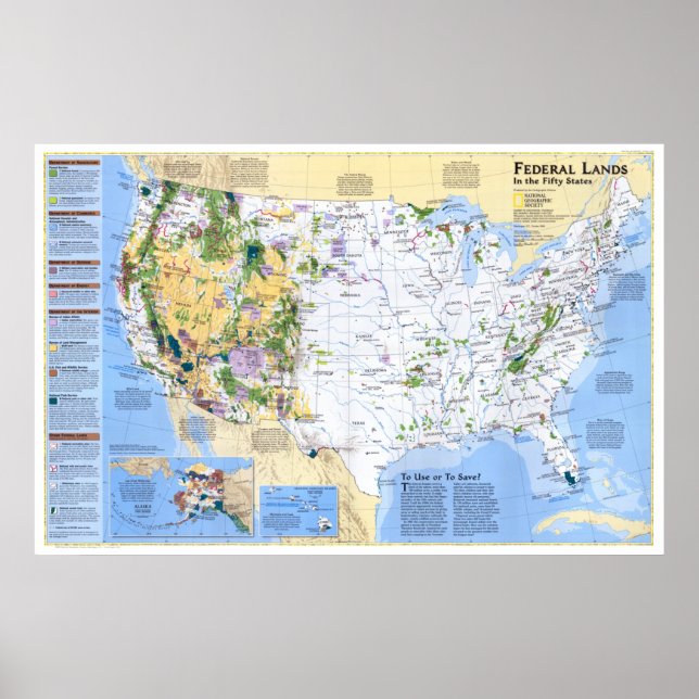 " USA: 1996/i dag - Federal Lands Karta ... Poster (Framsidan)